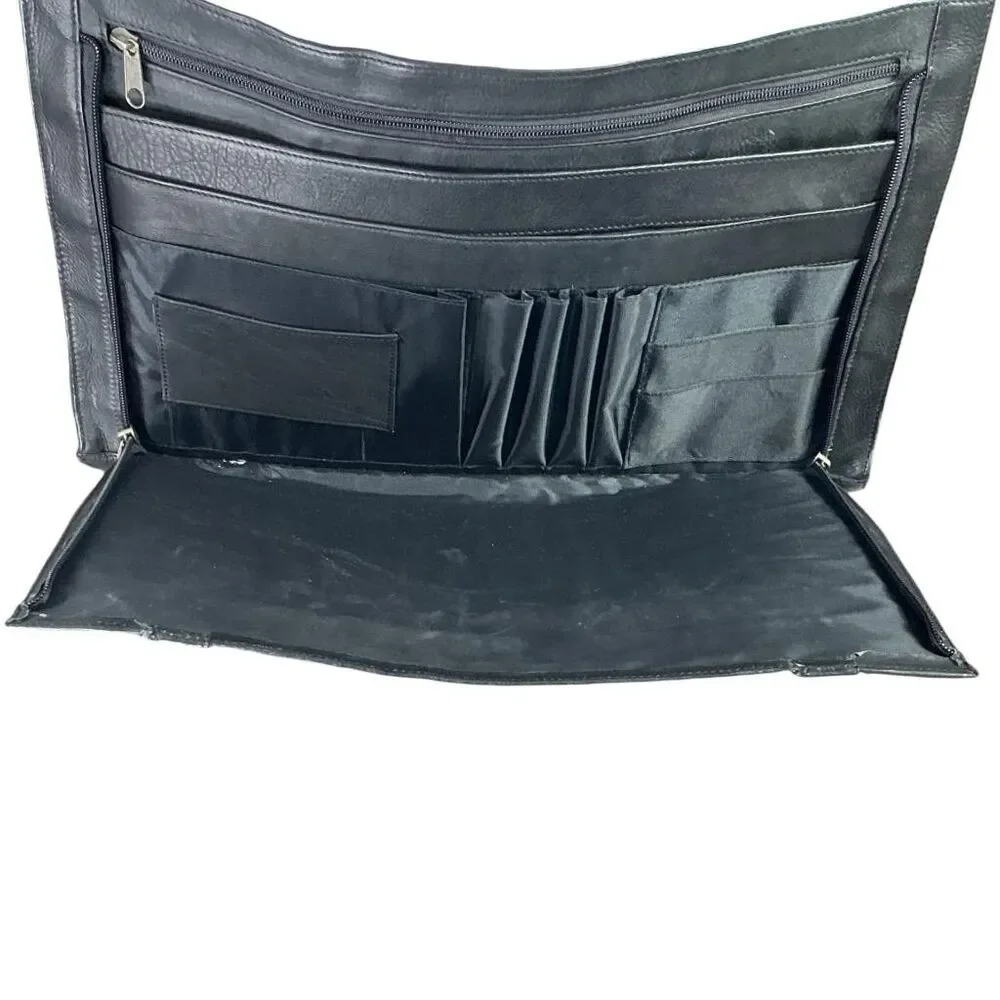 Wilson's Leather Messenger Bag Black Leather Briefcase Crossbody Satchel